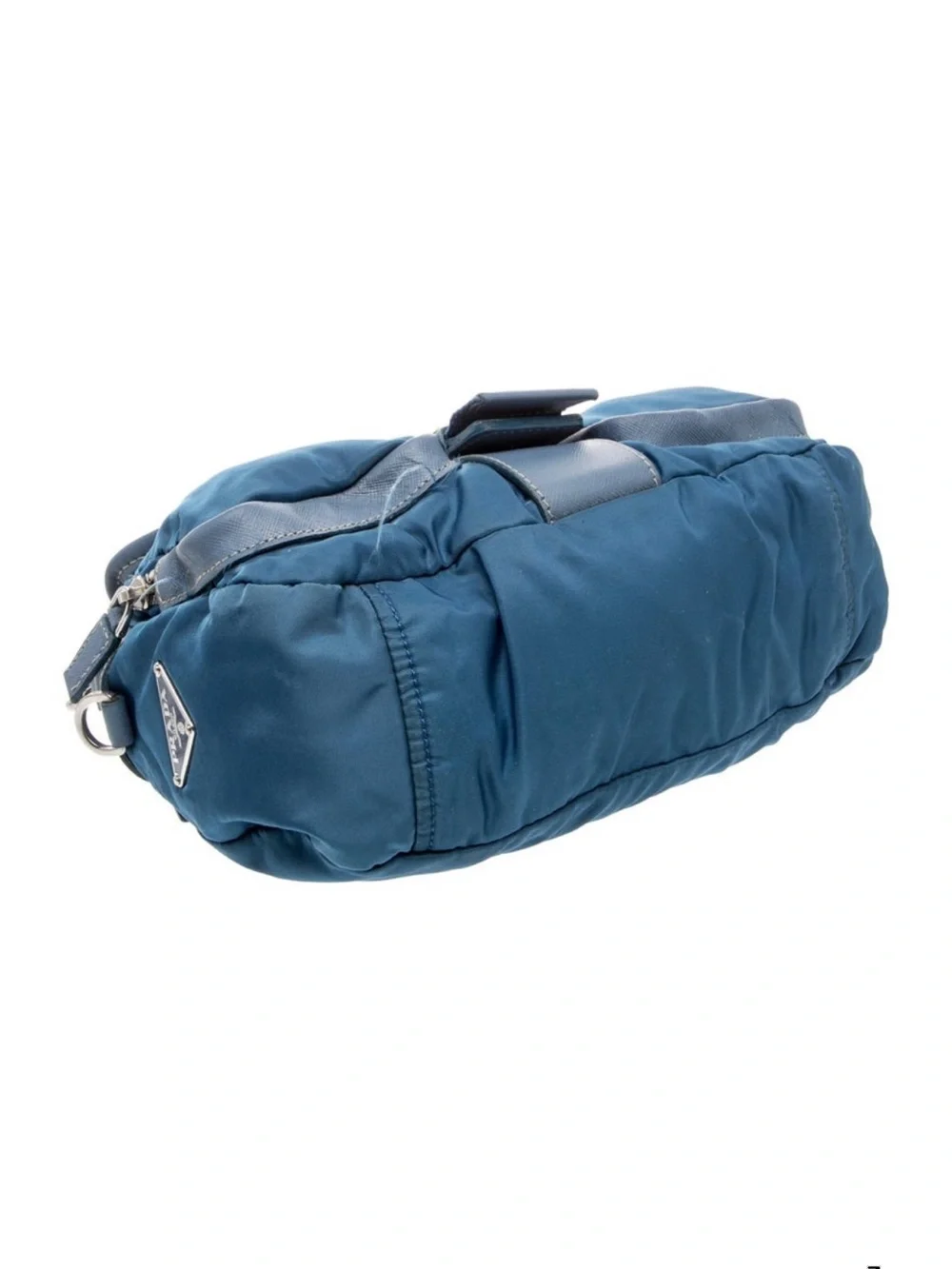 Prada Teal-Blue Nylon Shoulder Bag with Buckle Strap - Picture 5 of 7
